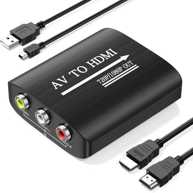 Setuact AV to HDMI Converter with HDMI Cable,RCA to HDMI Converter for PS1,PS2,PS3,Xbox,N64,WII,SNES,VHS,VCR,Blue-Ray DVD Players,STB - Image 1